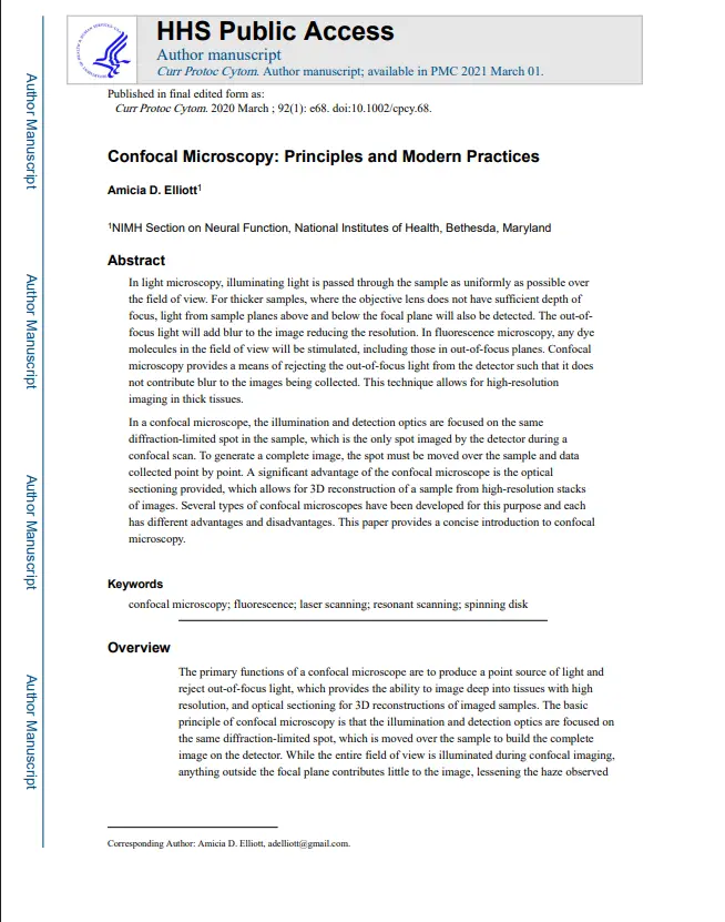 Confocal Microscopy: Principles and Modern Practices Confocal Microscopy: Principles and Modern Practices