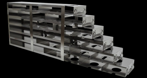 stainless steel laboratory freezer drawer rack for 2 inch polycarbonate cryo boxes panasonic models only 6 tall by 4 deep 