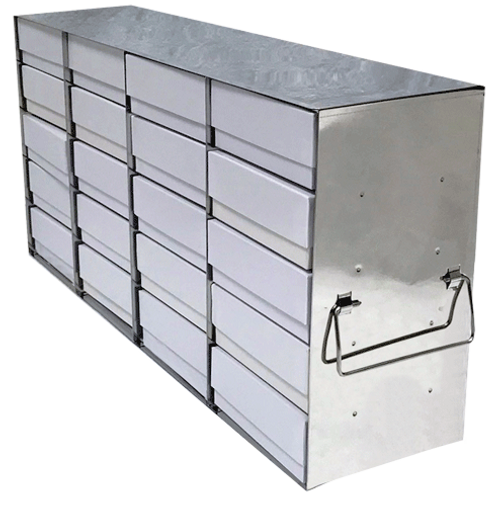 stainless steel laboratory freezer rack for 2 inch cryo boxes four boxes deep by five boxes high 
