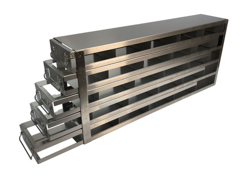 [FR-DRW-2-25] stainless steel laboratory freezer drawer rack for 2 inch cryo boxes